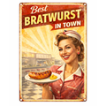 Blechschild 20x30cm – Best Bratwurst in Town Retro Diner Motiv