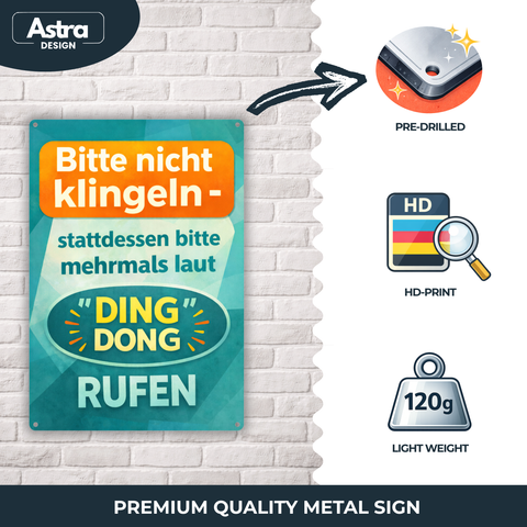 Blechschild 20x30cm – Bitte nicht klingeln Ding Dong rufen