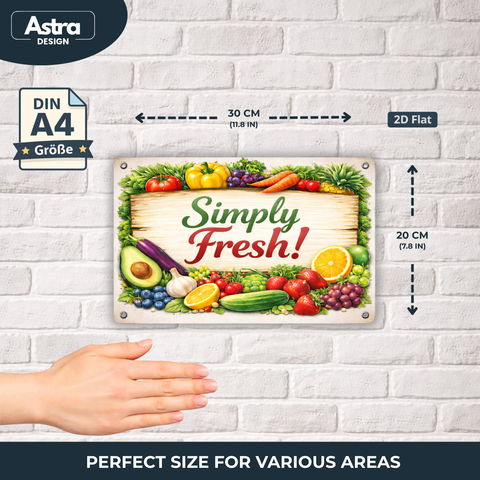 Blechschild 20x30cm – Simply Fresh Obst und Gemüse Motiv
