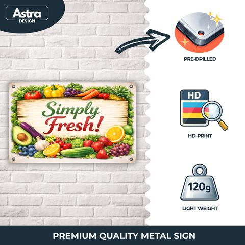 Blechschild 20x30cm – Simply Fresh Obst und Gemüse Motiv