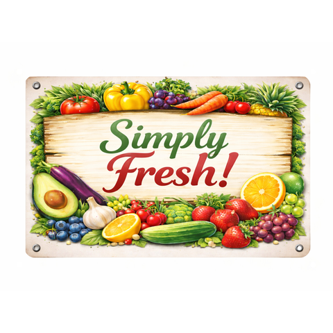 Blechschild 20x30cm – Simply Fresh Obst und Gemüse Motiv