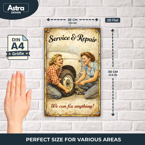 Blechschild 20x30cm – Service & Repair Retro Werkstatt Motiv