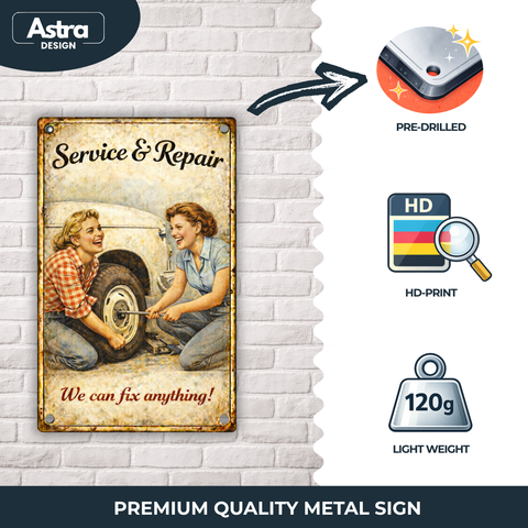 Blechschild 20x30cm – Service & Repair Retro Werkstatt Motiv