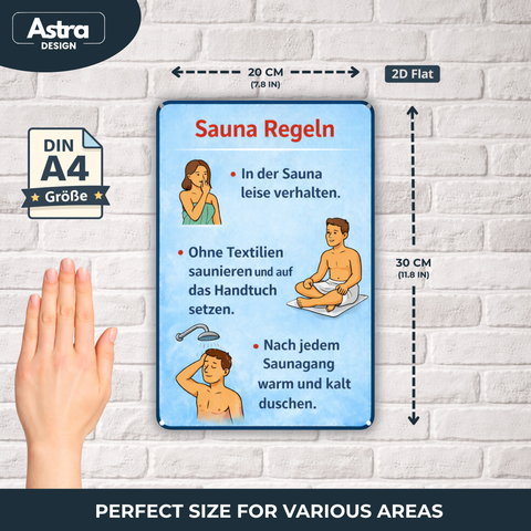 Blechschild 20x30cm – Sauna Regeln Hinweisschild