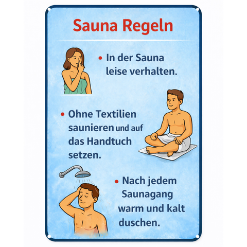 Blechschild 20x30cm – Sauna Regeln Hinweisschild