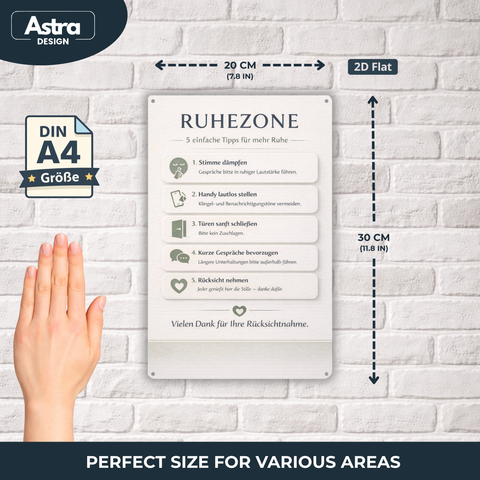 Blechschild 20x30cm – Ruhezone Regeln Hinweisschild