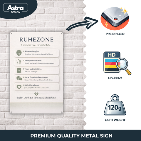 Blechschild 20x30cm – Ruhezone Regeln Hinweisschild