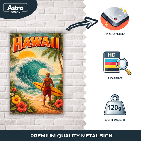 Blechschild 20x30cm – Hawaii Surf Strand Retro Motiv
