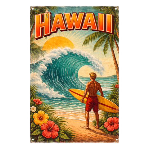 Blechschild 20x30cm – Hawaii Surf Strand Retro Motiv