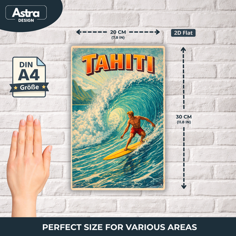 Blechschild 20x30cm – Tahiti Surf Retro Strandmotiv