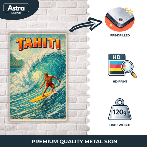 Blechschild 20x30cm – Tahiti Surf Retro Strandmotiv