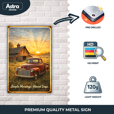 Blechschild 20x30cm – Simple Mornings Honest Days Retro Motiv