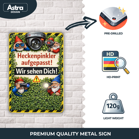 Blechschild 20x30cm – Heckenpinkler aufgepasst Wir sehen Dich