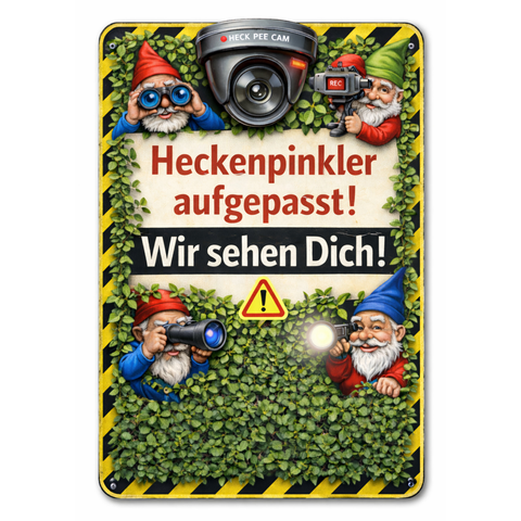 Blechschild 20x30cm – Heckenpinkler aufgepasst Wir sehen Dich