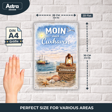 Blechschild 20x30cm – Moin aus Cuxhaven Strandmotiv