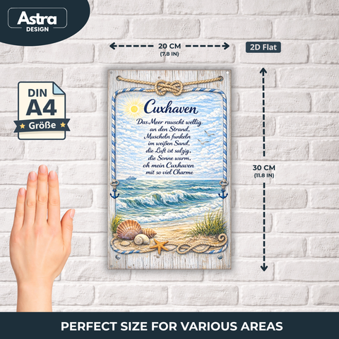 Blechschild 20x30cm – Cuxhaven Meer Strand Gedicht
