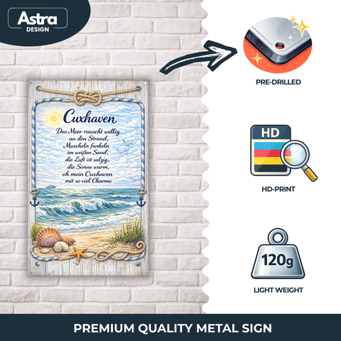 Blechschild 20x30cm – Cuxhaven Meer Strand Gedicht