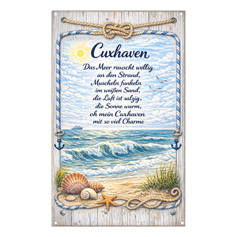 Blechschild 20x30cm – Cuxhaven Meer Strand Gedicht