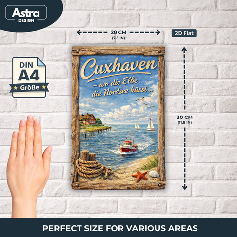 Blechschild 20x30cm – Cuxhaven wo die Elbe die Nordsee küsst
