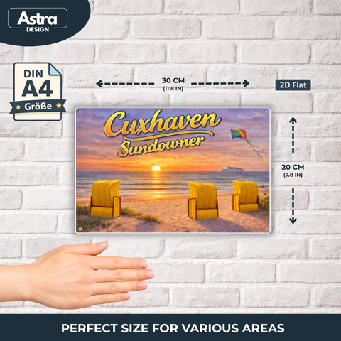 Blechschild 20x30cm – Cuxhaven Sundowner Strand Nordsee