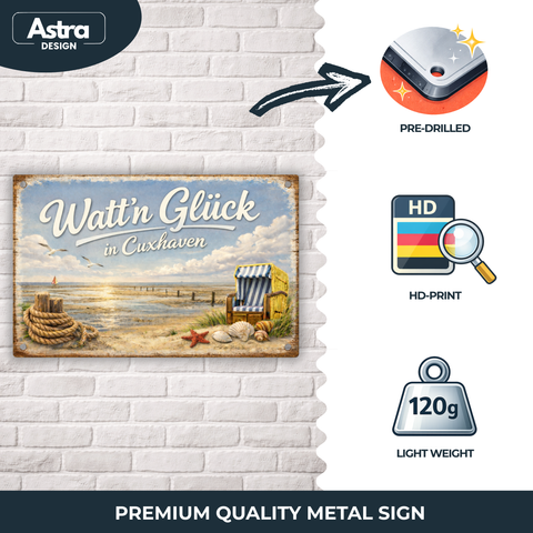 Blechschild 20x30cm – Watt’n Glück in Cuxhaven Nordsee