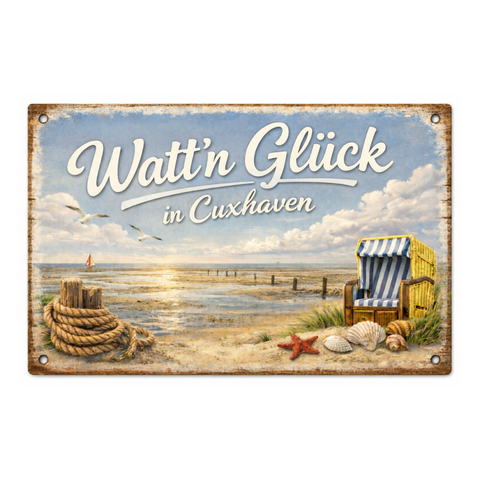 Blechschild 20x30cm – Watt’n Glück in Cuxhaven Nordsee