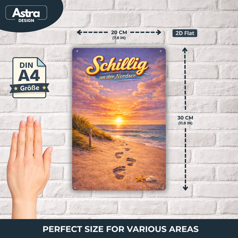 Blechschild 20x30cm – Schillig an der Nordsee Sonnenuntergang Strand