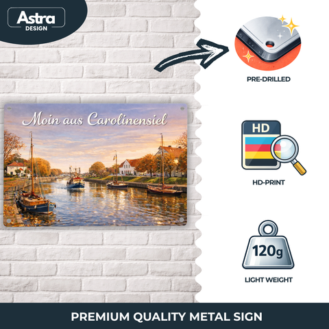 Blechschild 30x20cm – Moin aus Carolinensiel Hafen Nordsee