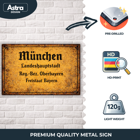 Blechschild 30x20cm – München Landeshauptstadt Bayern Vintage Ortsschild