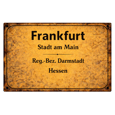 Blechschild 30x20cm – Frankfurt Stadt am Main Hessen Vintage Ortsschild