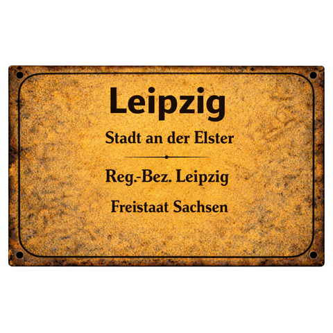 Blechschild 30x20cm – Leipzig Stadt an der Elster Sachsen Vintage Ortsschild
