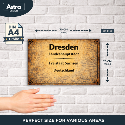 Blechschild 30x20cm – Dresden Landeshauptstadt Sachsen Vintage Ortsschild