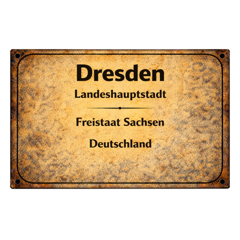 Blechschild 30x20cm – Dresden Landeshauptstadt Sachsen Vintage Ortsschild
