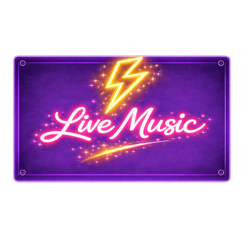 Blechschild 30x20 cm – Live Music Neon Retro Musik Wanddeko
