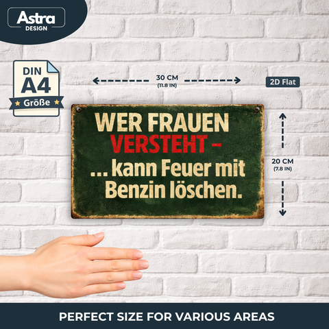 Blechschild 30x20 cm – Wer Frauen versteht Spruch Retro Humor