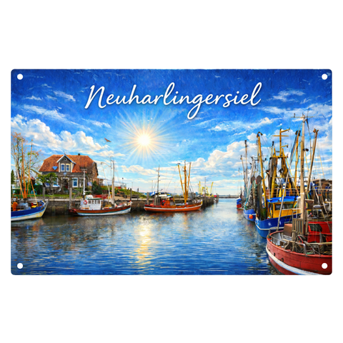 Blechschild 20x30cm – Neuharlingersiel Hafen Motiv
