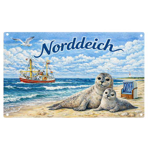 Blechschild 20x30cm – Norddeich Nordsee Strand Motiv