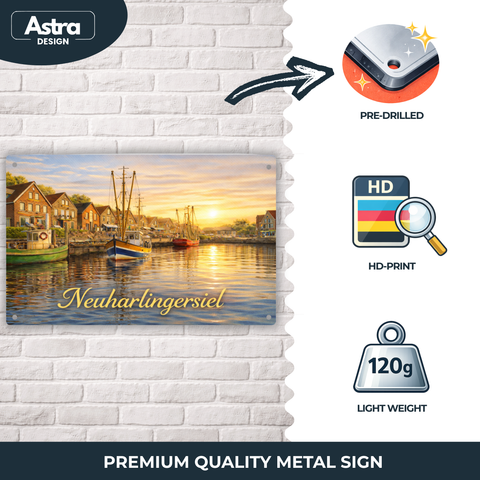 Blechschild 20x30cm – Neuharlingersiel Hafen Sonnenuntergang