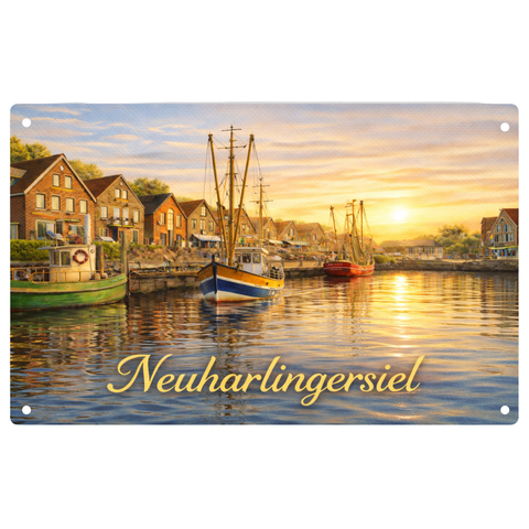 Blechschild 20x30cm – Neuharlingersiel Hafen Sonnenuntergang