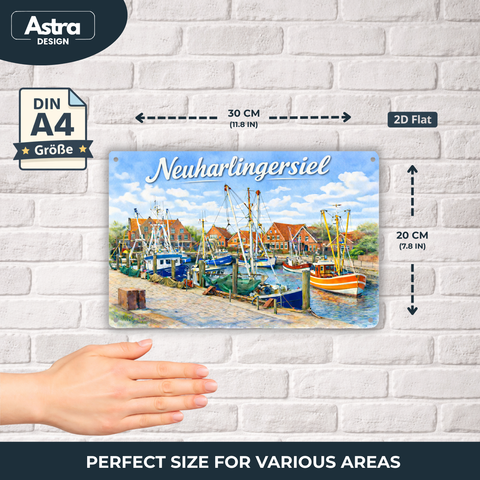Blechschild 20x30cm – Neuharlingersiel Hafen Boote Motiv