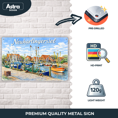 Blechschild 20x30cm – Neuharlingersiel Hafen Boote Motiv