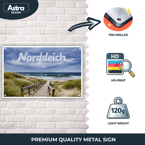 Blechschild 20x30cm – Norddeich Strand Dünen Motiv