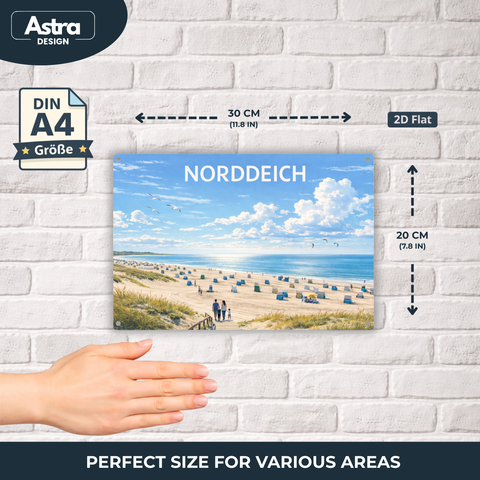 Blechschild 20x30cm – Norddeich Strand Strandkörbe Motiv