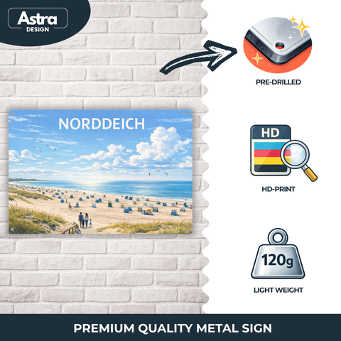 Blechschild 20x30cm – Norddeich Strand Strandkörbe Motiv
