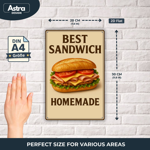 Blechschild 20x30cm – Best Sandwich Homemade Food Motiv