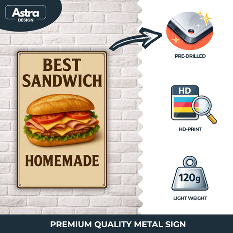 Blechschild 20x30cm – Best Sandwich Homemade Food Motiv