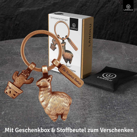 LANOLU Schlüsselanhänger No Drama Lama - Vintage Kupfer