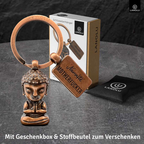 LANOLU Schlüsselanhänger Buddha Chillma - Vintage Kupfer