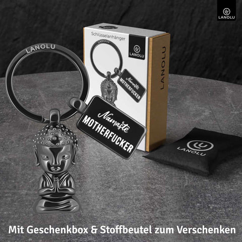 LANOLU Schlüsselanhänger Buddha Chillma - Schwarz
