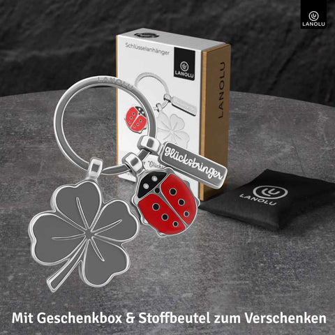 LANOLU Schlüsselanhänger Glücksbringer Glücksi - Silber